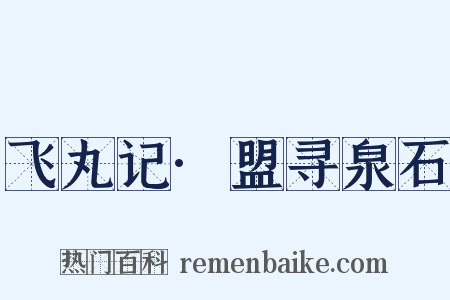 飞丸记·盟寻泉石是什么意思的图片